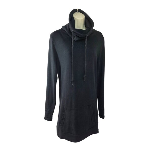 Lily Lottie Long Black Drawstring High Neck Sweatshirt Sz S Kangaroo Pocket NEW - Picture 7 of 10